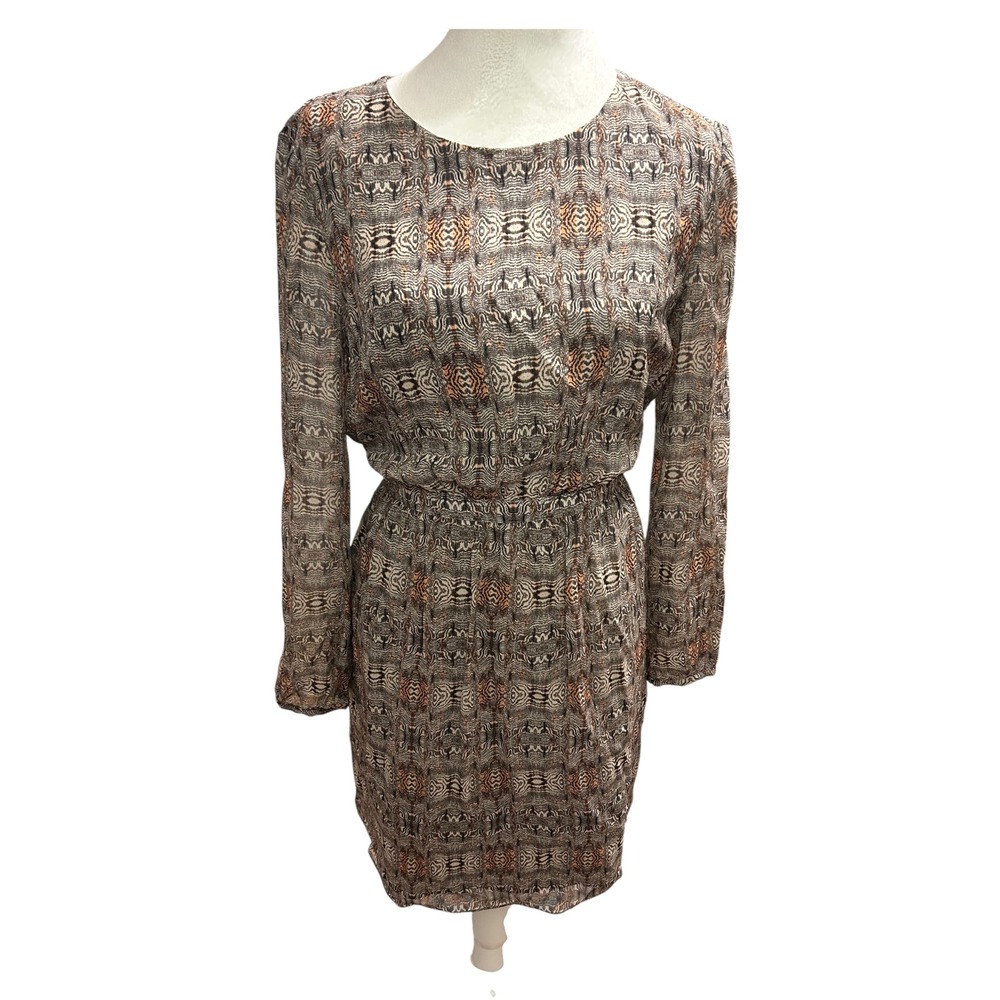 Broadway & Broome‎ Madewell Silk Neutral Brown Sz 4 Dress Thanksgiving sheer